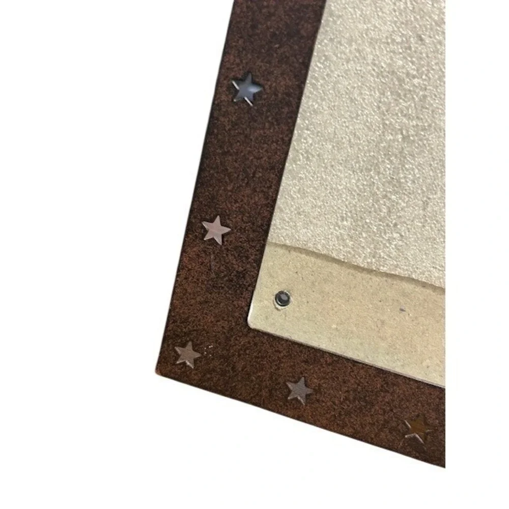 Rustic Metal Howdy Picture Frame Brown Western Star Cutout 4x6 Vertical Decor